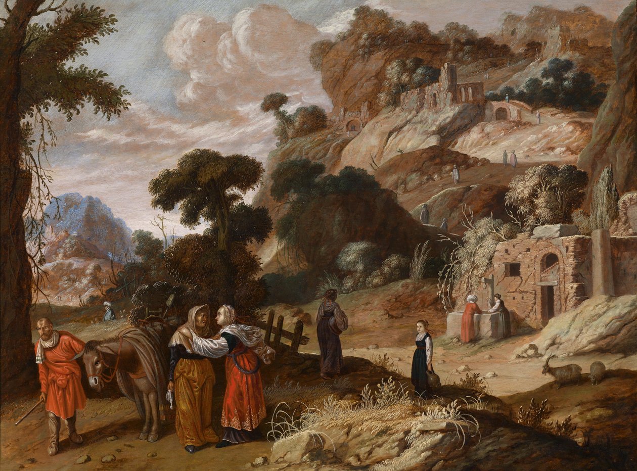 Ruth beschliesst mit Naomi nach Bethlehem zu ziehen av Jacob Symonsz Pynas or Pinas