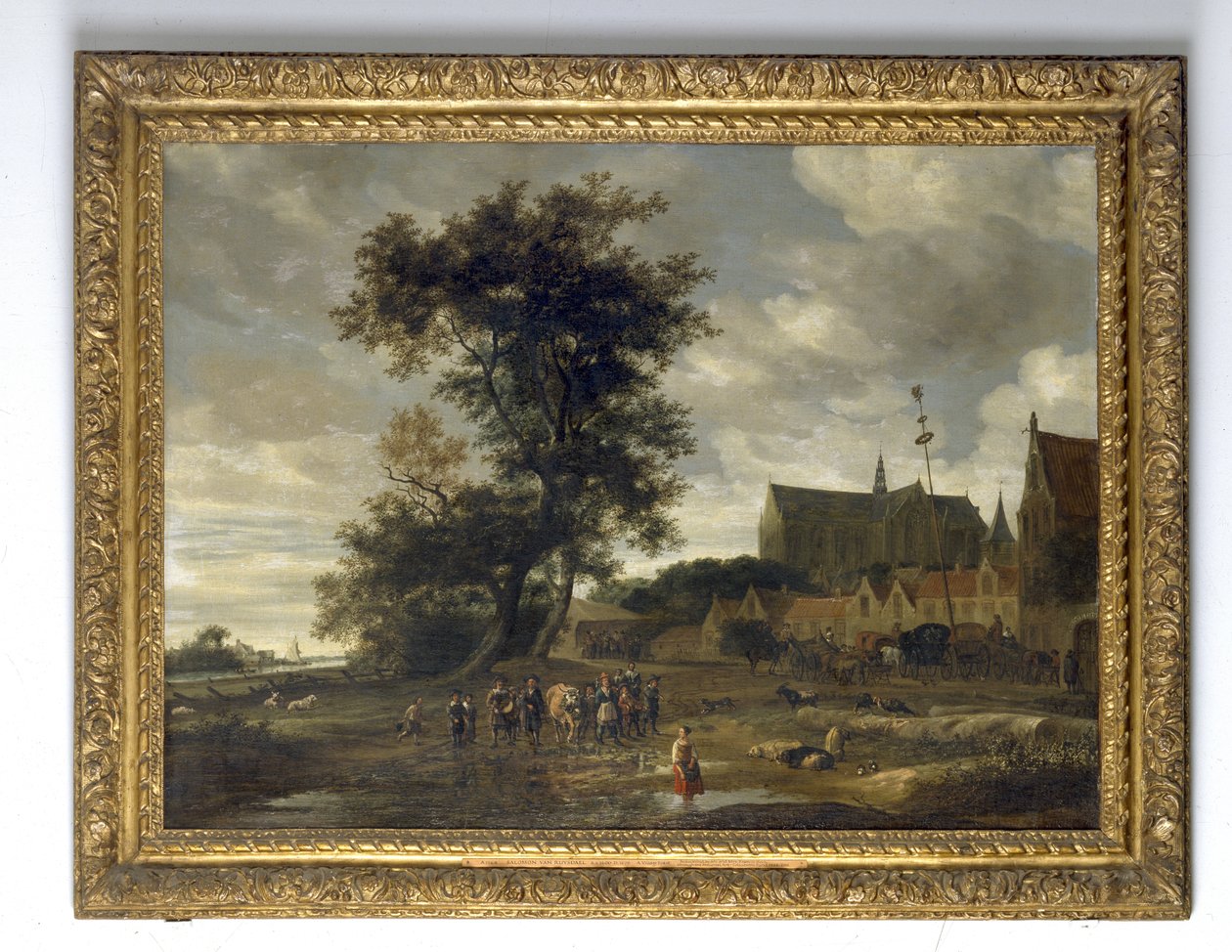 Scen framför en majstång med Alkmaar-kyrkan i bakgrunden, 1669 av Jacob van Ruisdael