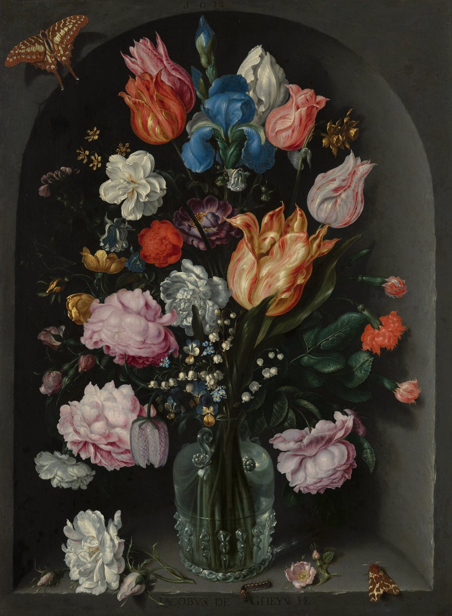 Blommor i en glasflaska av Jacob de Gheyn II