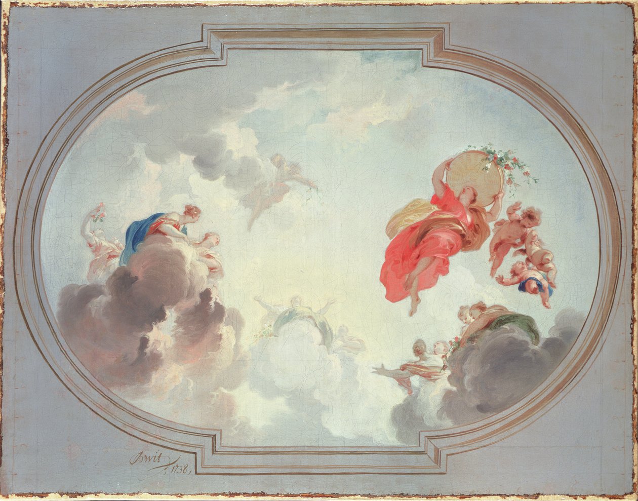 En takdesign som visar florans apoteos, 1700-talet av Jacob de Wit