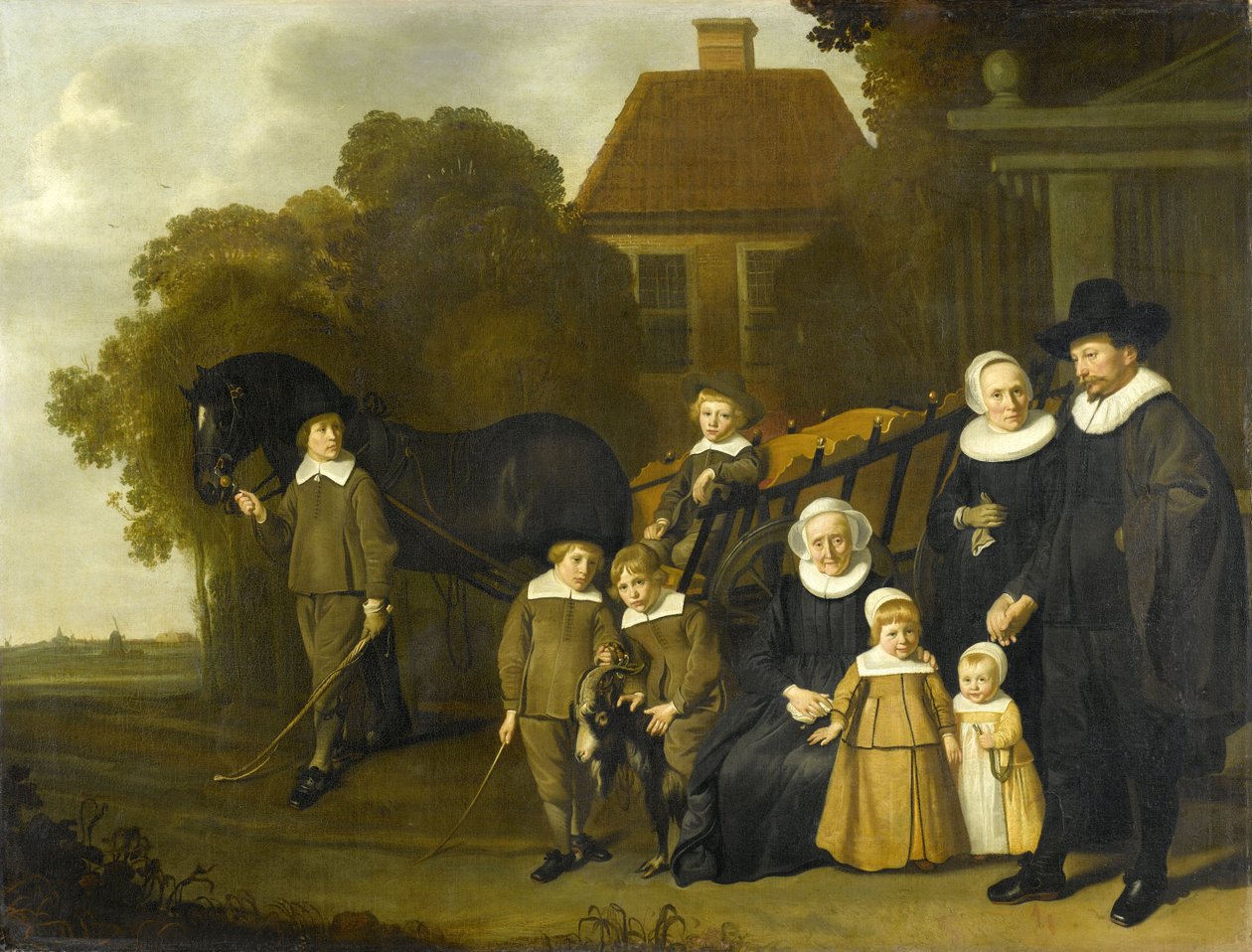 Portrait of the Meebeeck Cruywagen family near the gate of their country home on the Uitweg near Amsterdam av Jacob van Loo  