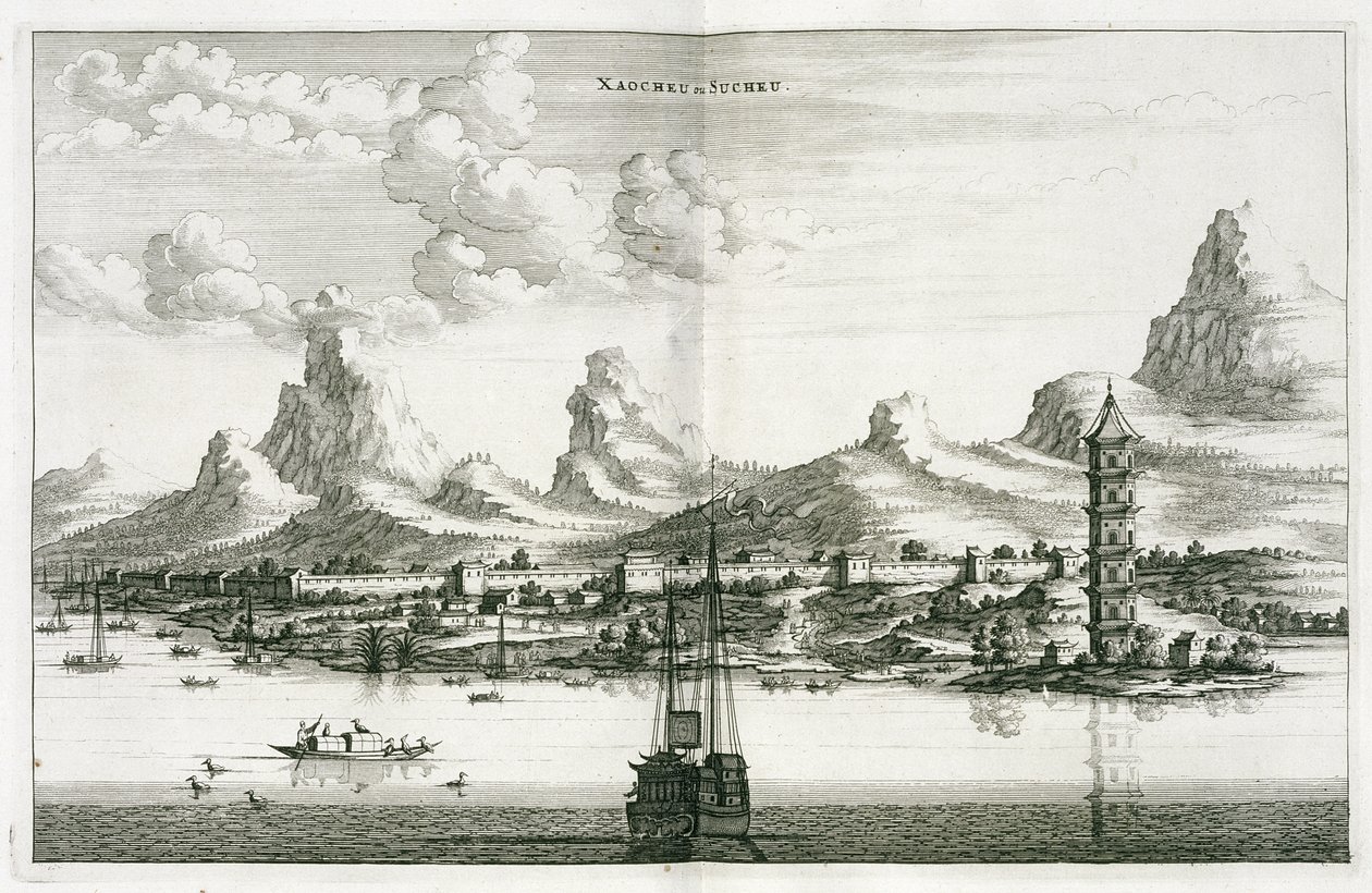 Xaocheu eller Sucheu, från en redogörelse för en holländsk ambassad i Kina, 1665 av Jacob van Meurs