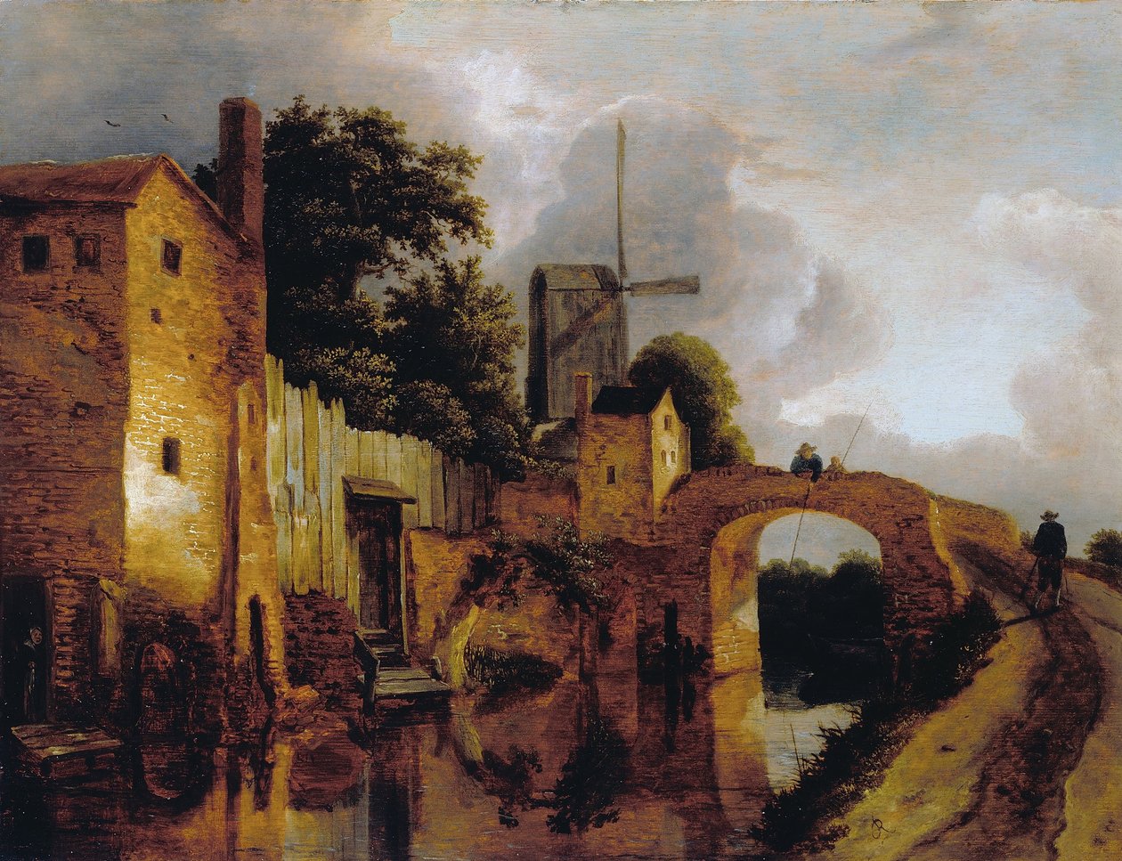Canal with Bridge av Jacob van Ruisdael