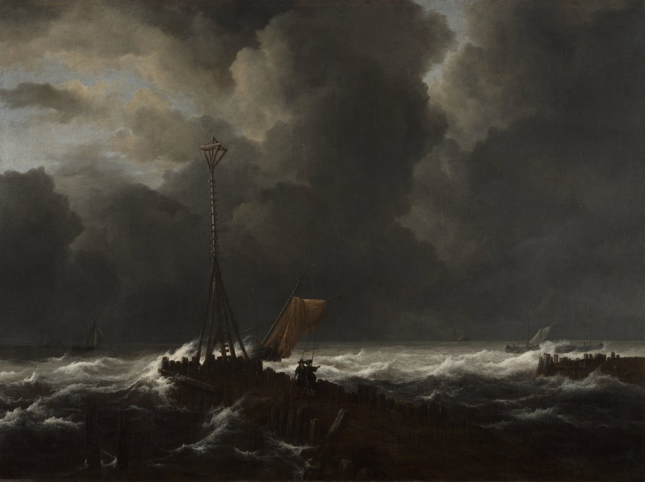 Grovt hav vid en brygga av Jacob van Ruisdael