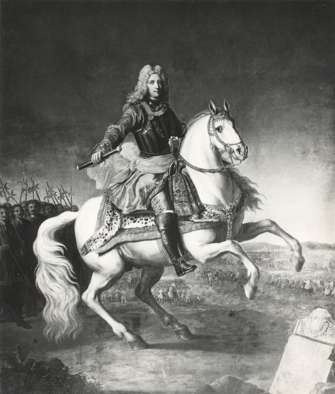 Equestrian portrait of Jean-Philippe-Eugène de Merode-Westerloo av Jacob van Schuppen