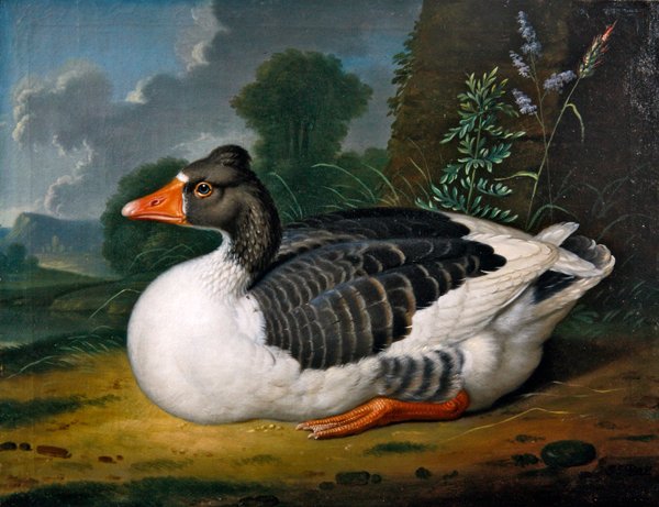 En gås i ett landskap (olja på duk) av Jacob Samuel Beck