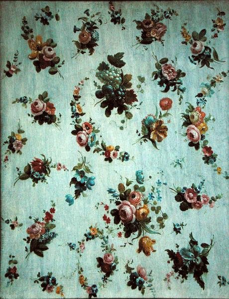 Dekoration av blommor och vindruvor (olja på duk) av Jacob Ber