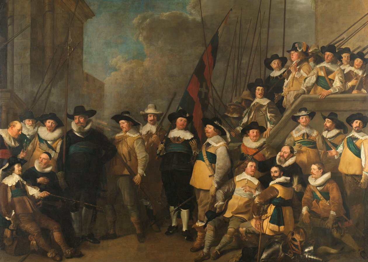 Officerare och andra civilgardister från V-distriktet i Amsterdam under befäl av kapten Cornelis de Graeff och löjtnant Hendrick Lauwrensz av Jacob Adriaensz. Backer