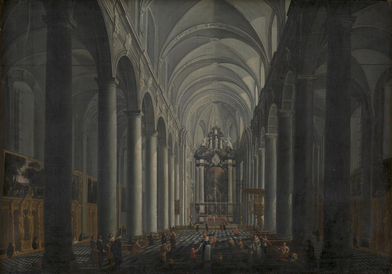 Interiör av jesuitkyrkan i Brygge av Jacob Balthasar Peeters
