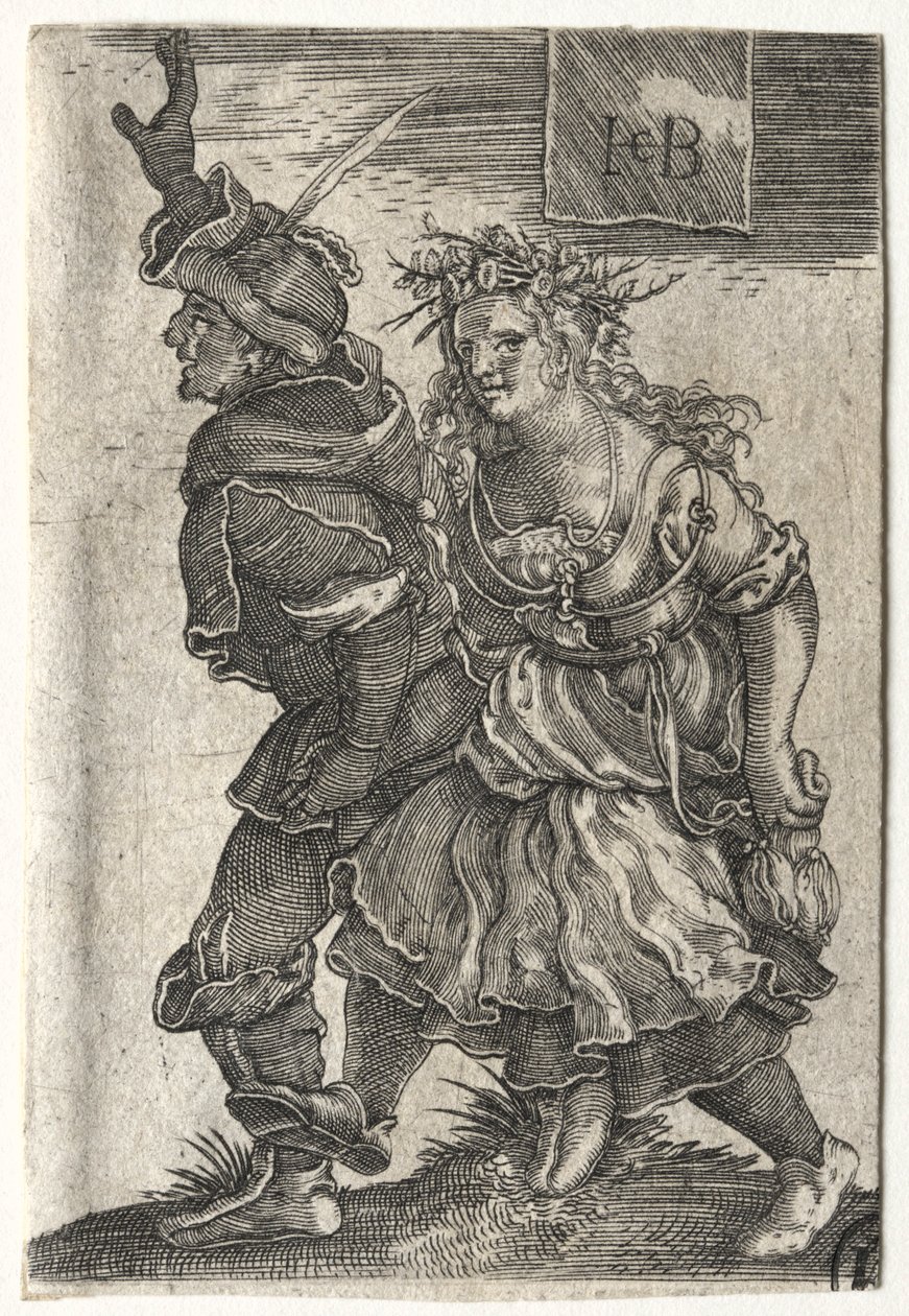 Ett dansande par bönder. av Jacob Binck