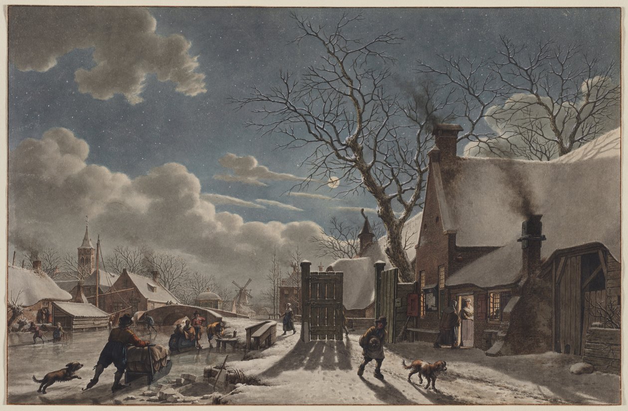 Vinternatt i en holländsk stad, 1797. av Jacob Cats