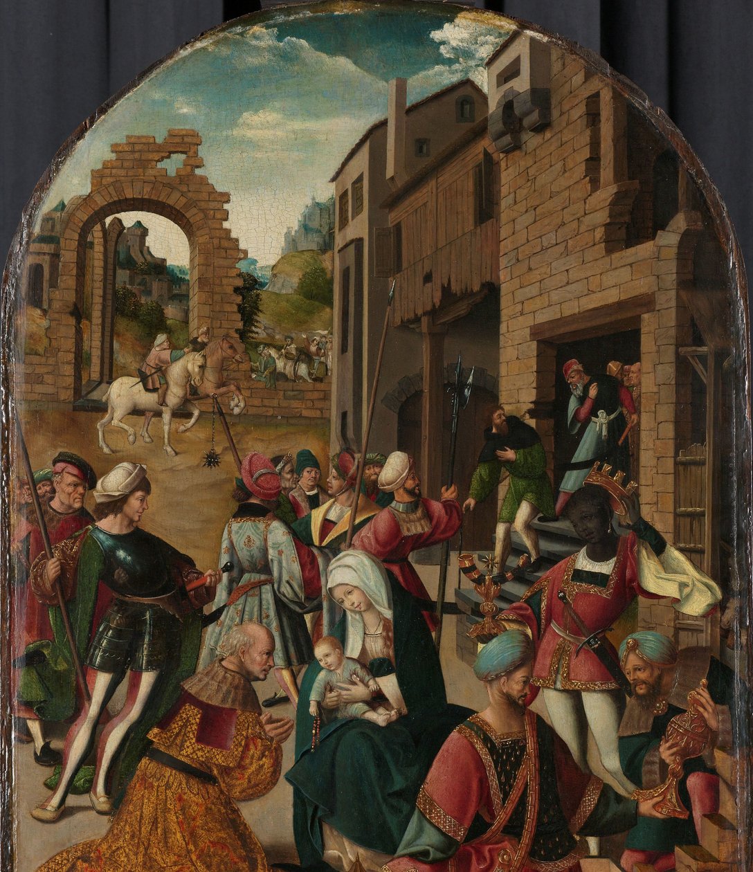 Tillbedjan av Magi av Jacob Cornelisz van Oostsanen (workshop of)