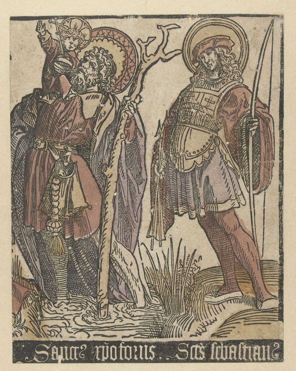 De heliga Christopher och Sebastian Saints with Anna in Drieën (serietitel) av Jacob Cornelisz van Oostsanen