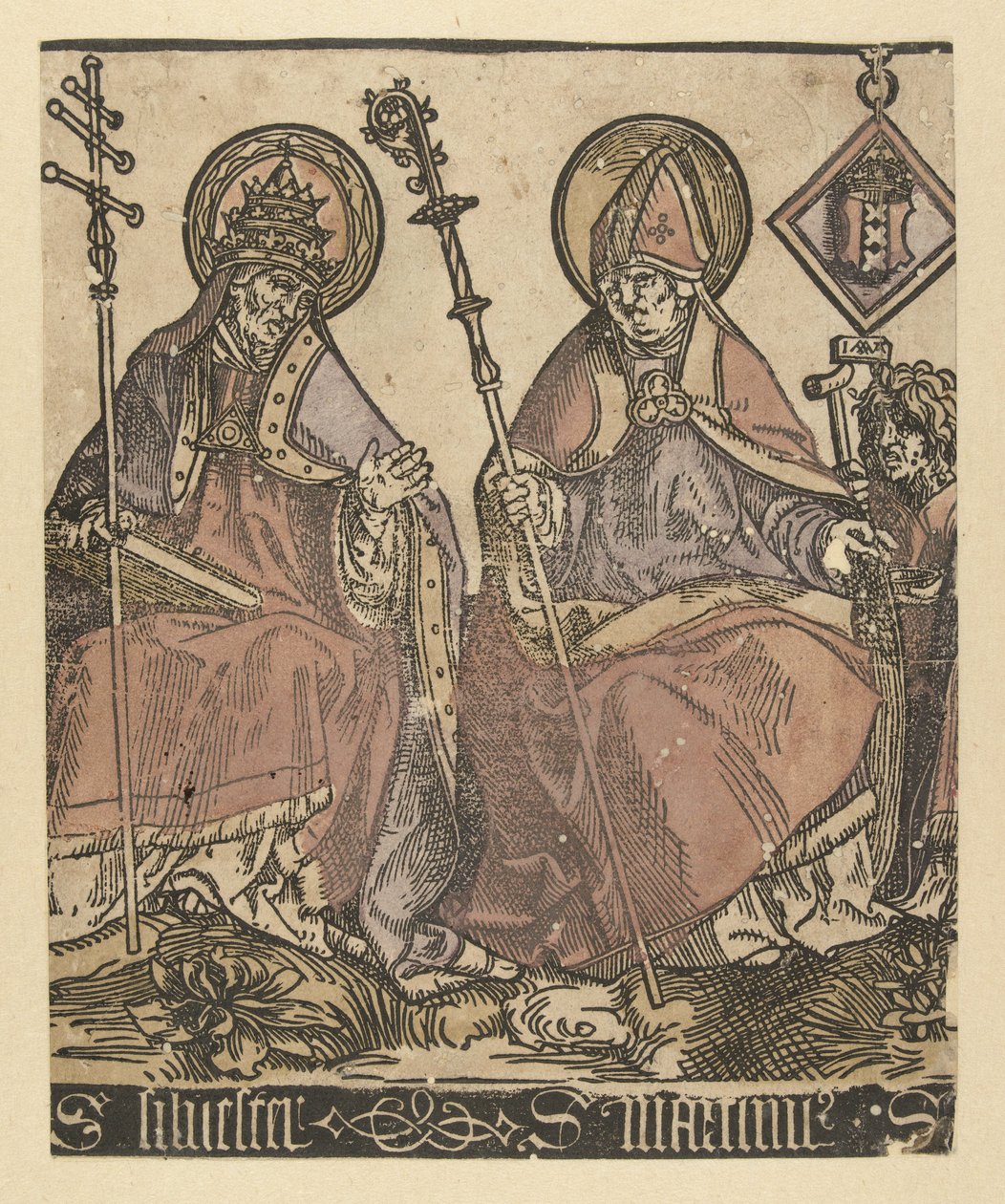 De heliga Silvester och Martinus Saints with Anna in Drieën (serietitel) av Jacob Cornelisz van Oostsanen