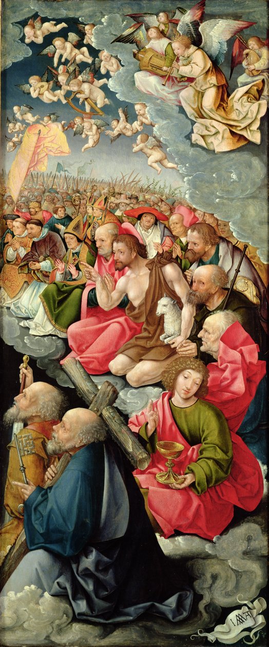 Right wing of Triptych with Adoration of the Trinity, 1523  (see 242037, 242038, 242040) av Jacob Cornelisz van Oostsanen