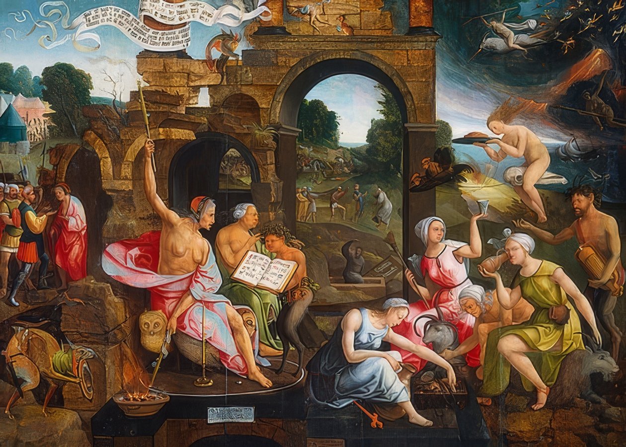 Saul och häxan från Endor. 1526 av Jacob Cornelisz van Oostsanen