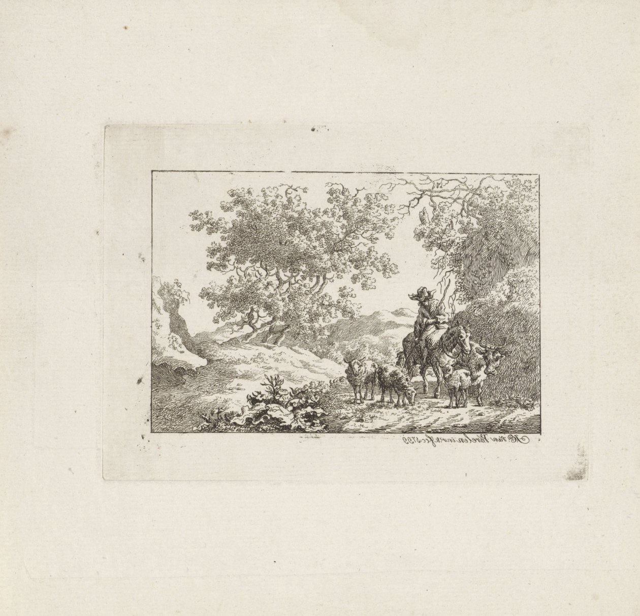 Herde till häst med flock av Jacob Elias van Varelen