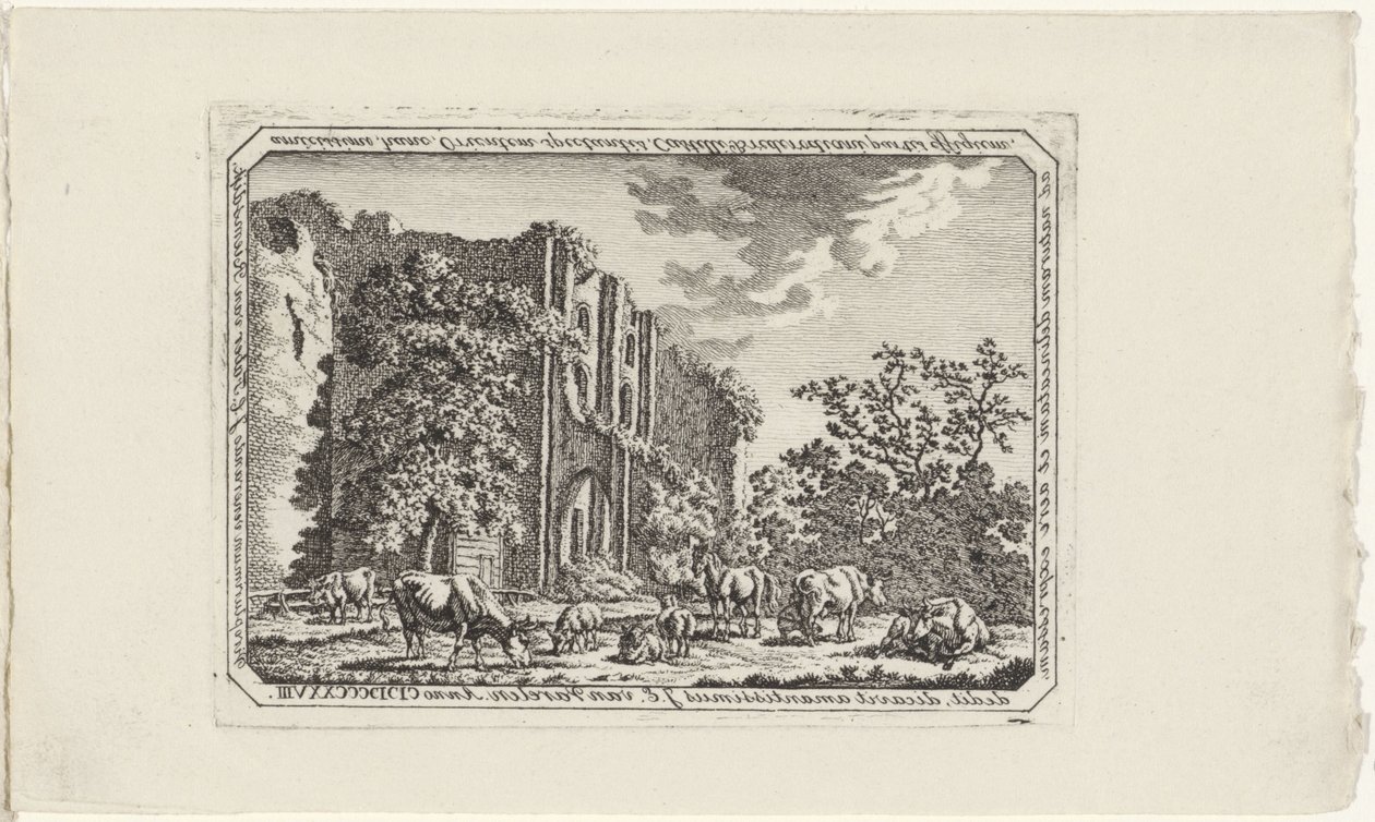 Boskap vid ruinerna av Brederode av Jacob Elias van Varelen