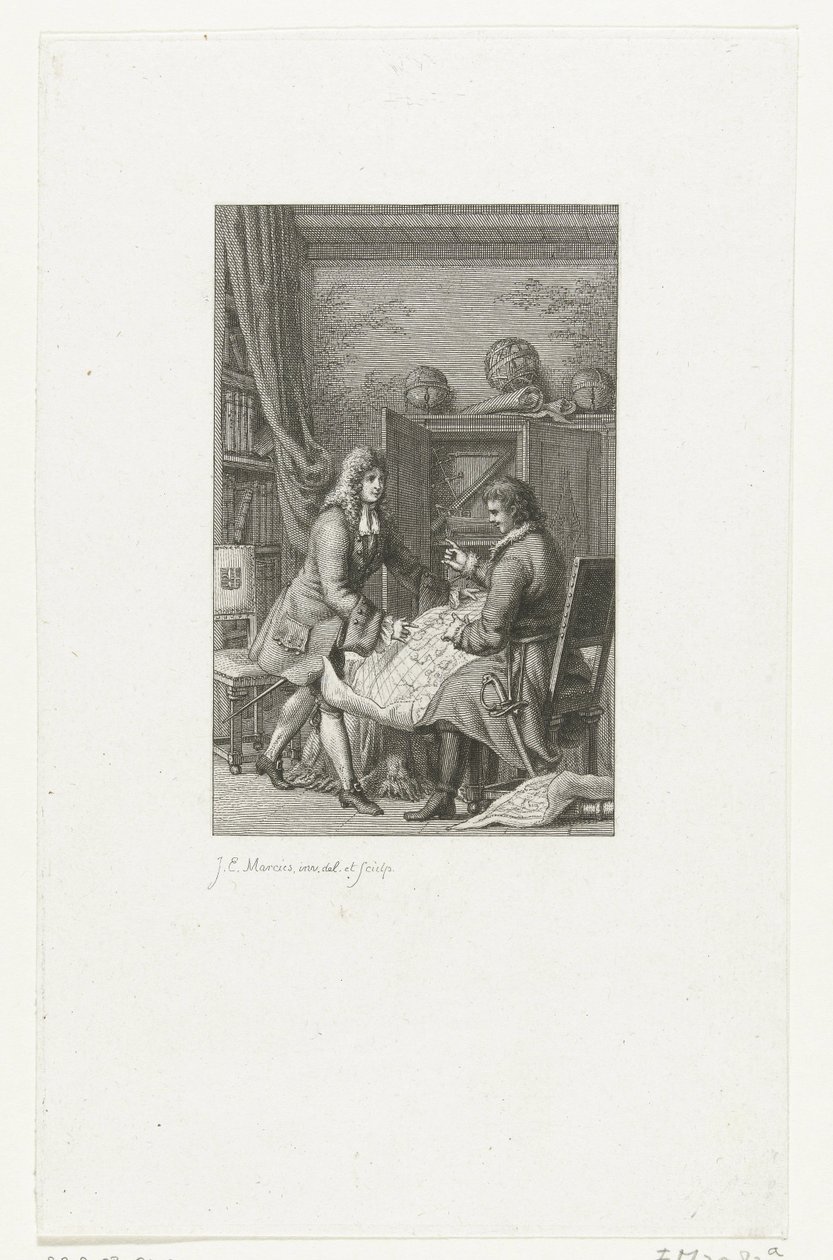 Tsar Peter den store och borgmästare Nicolaes Witsen studerar en karta, 1814 av Jacob Ernst Marcus