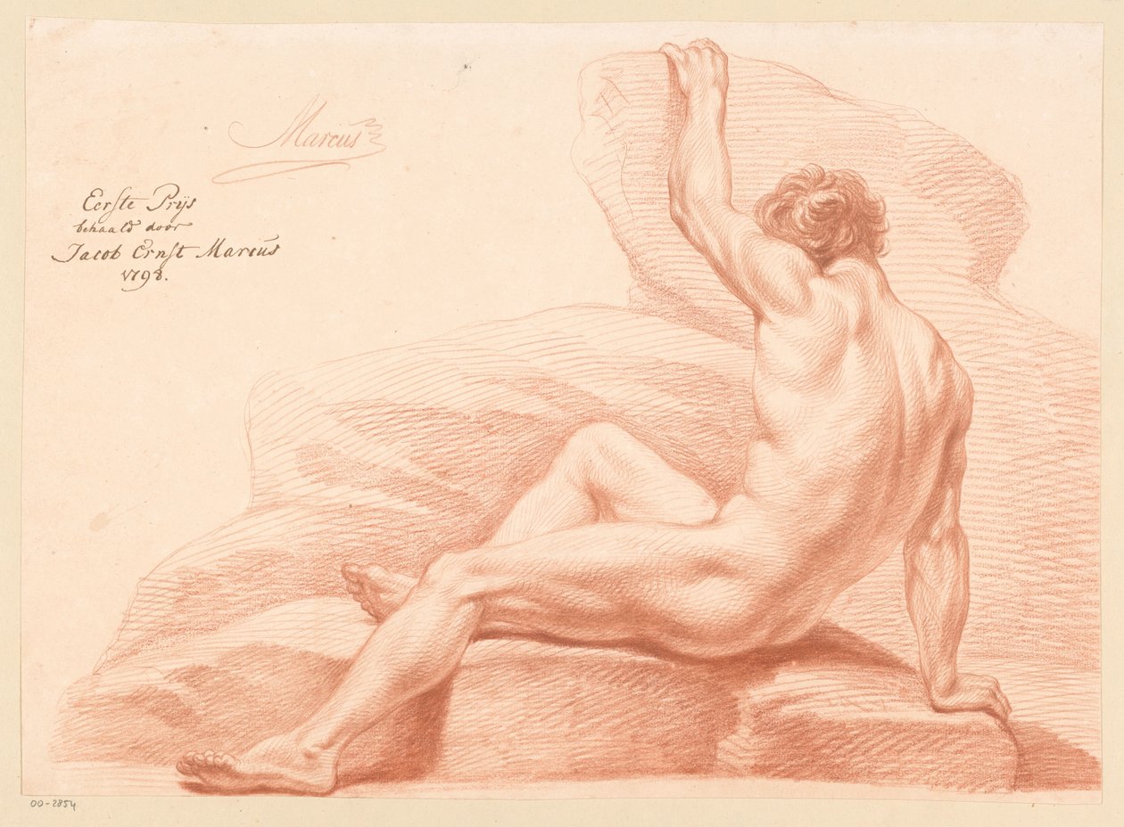 Sittande manlig naken, sedd från sidan (1:a pris 1798) av Jacob Ernst Marcus