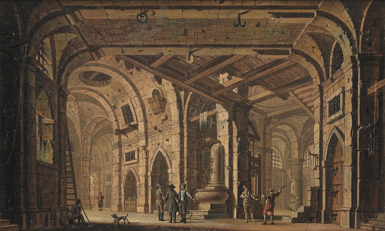 Fängelsedekoration med fångar och fångvaktare av Jacob Fabris