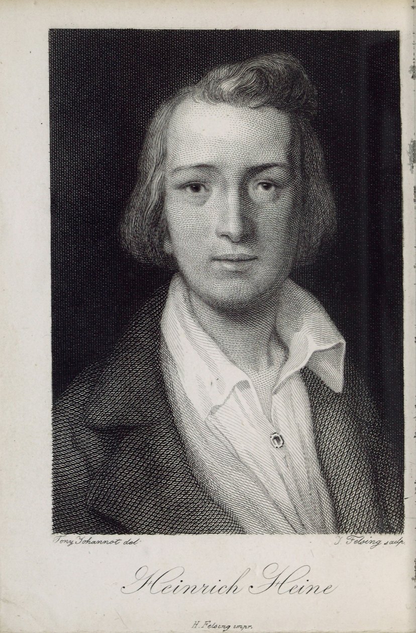 Porträtt av poeten Heinrich Heine 1797-1856, 1850 av Jacob Felsing