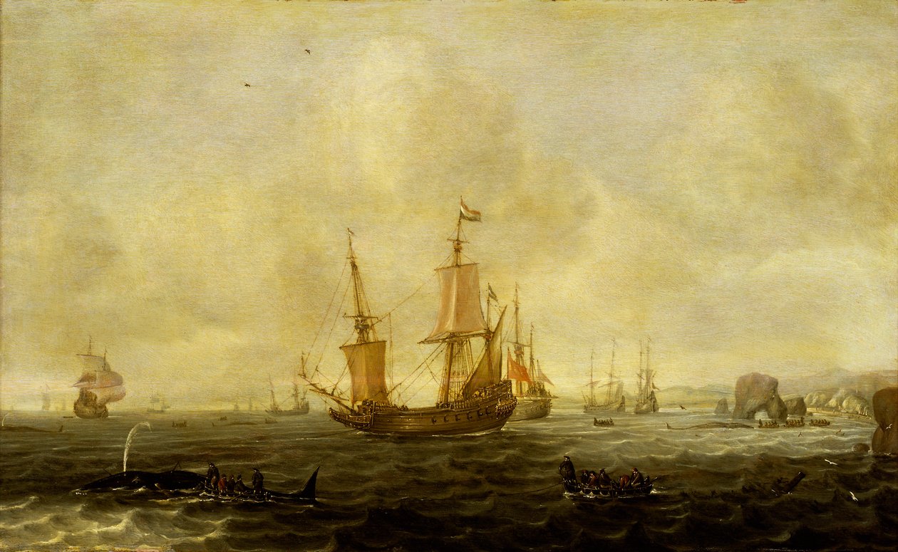 En holländsk valfångstflotta, mitten av 1600-talet (olja på pannå) av Jacob Feyt de Vries