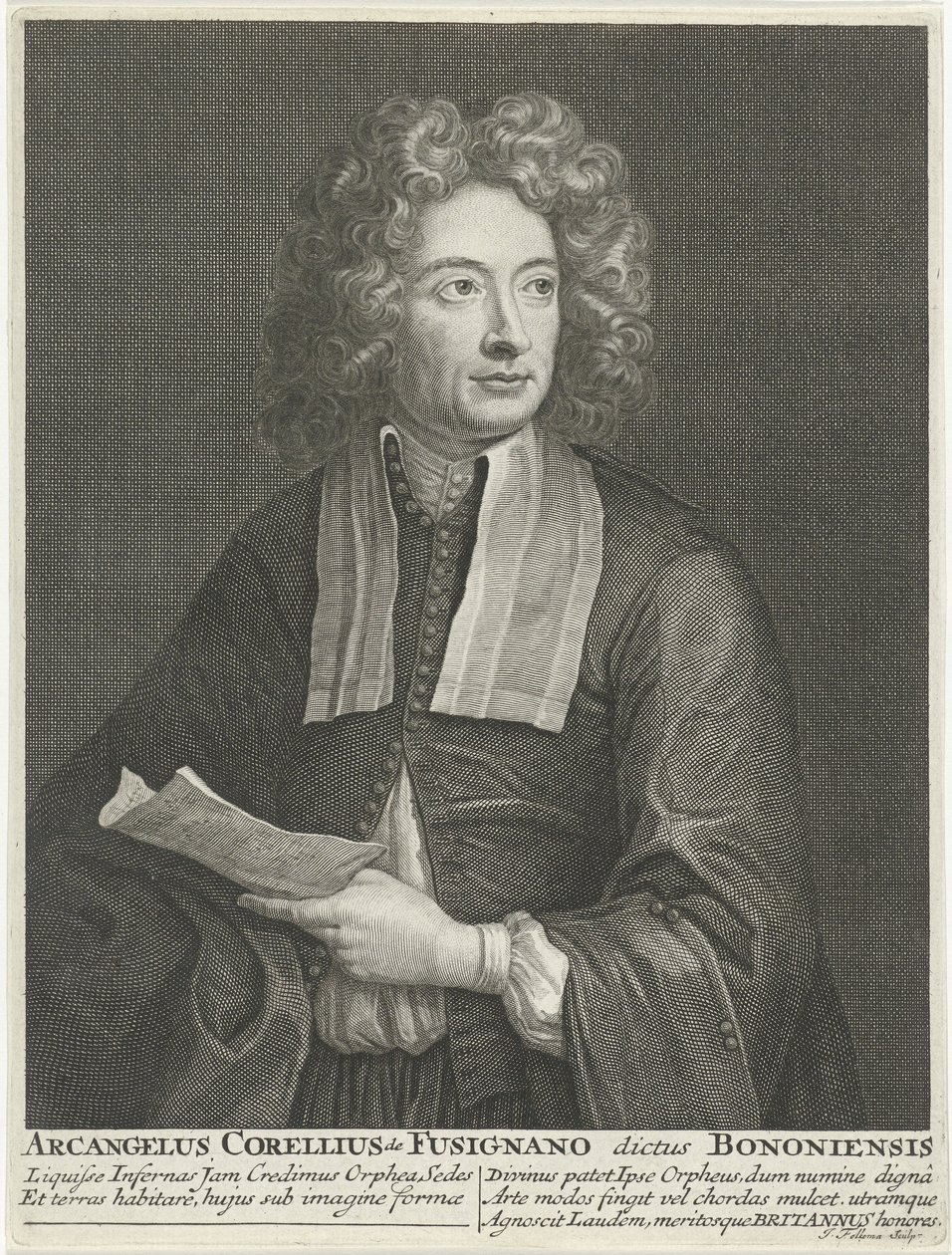 Porträtt av kompositören och violinisten Arcangelo Corelli av Jacob Folkema