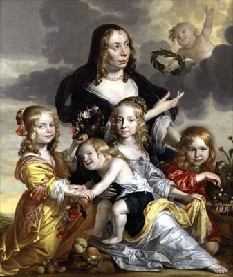 Porträtt av en dam med sina fyra barn av Jacob Fransz van der Merck