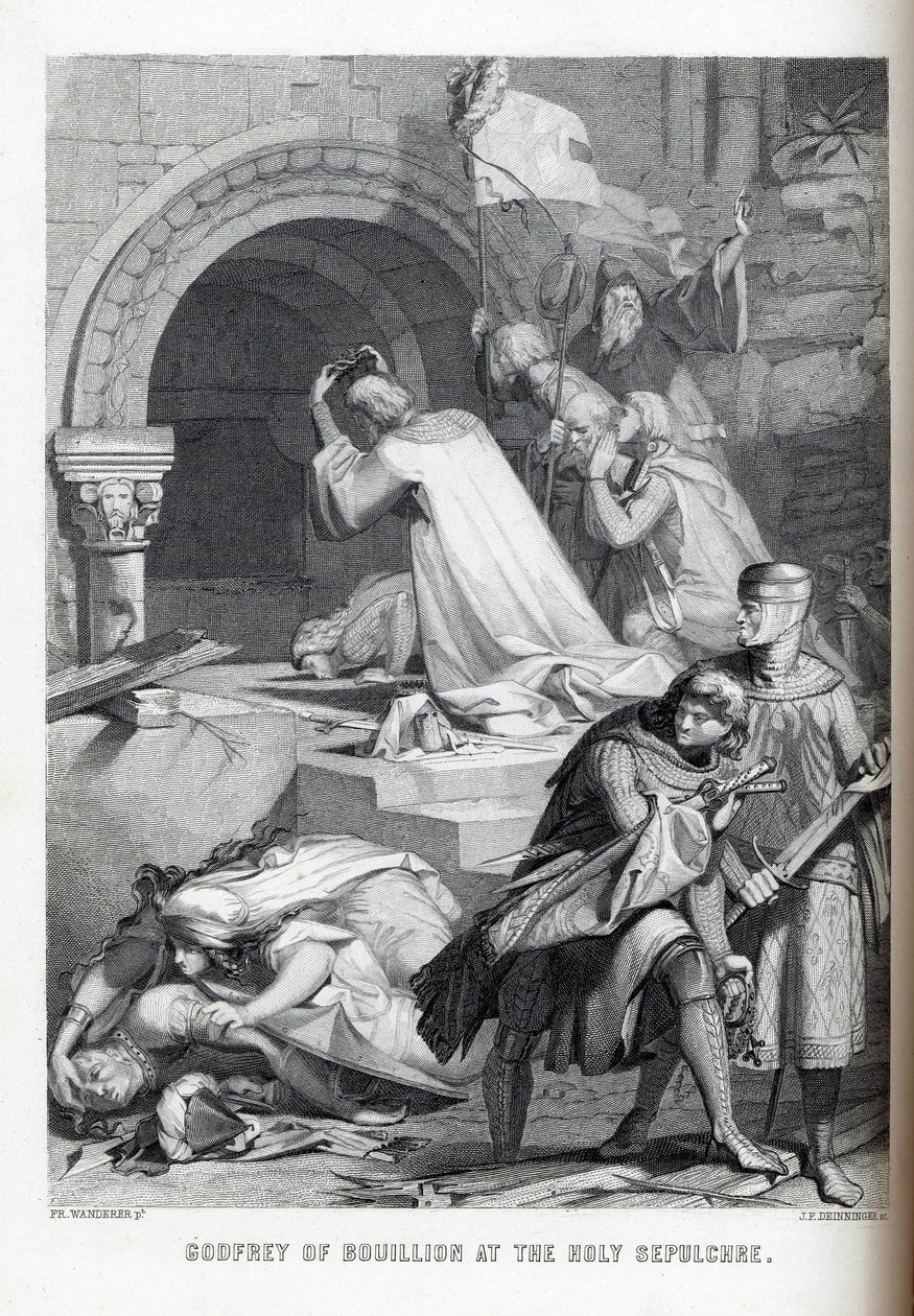 Godfrey of Bouillon vid den heliga graven, 1882 av Jacob Friedrich Deininger