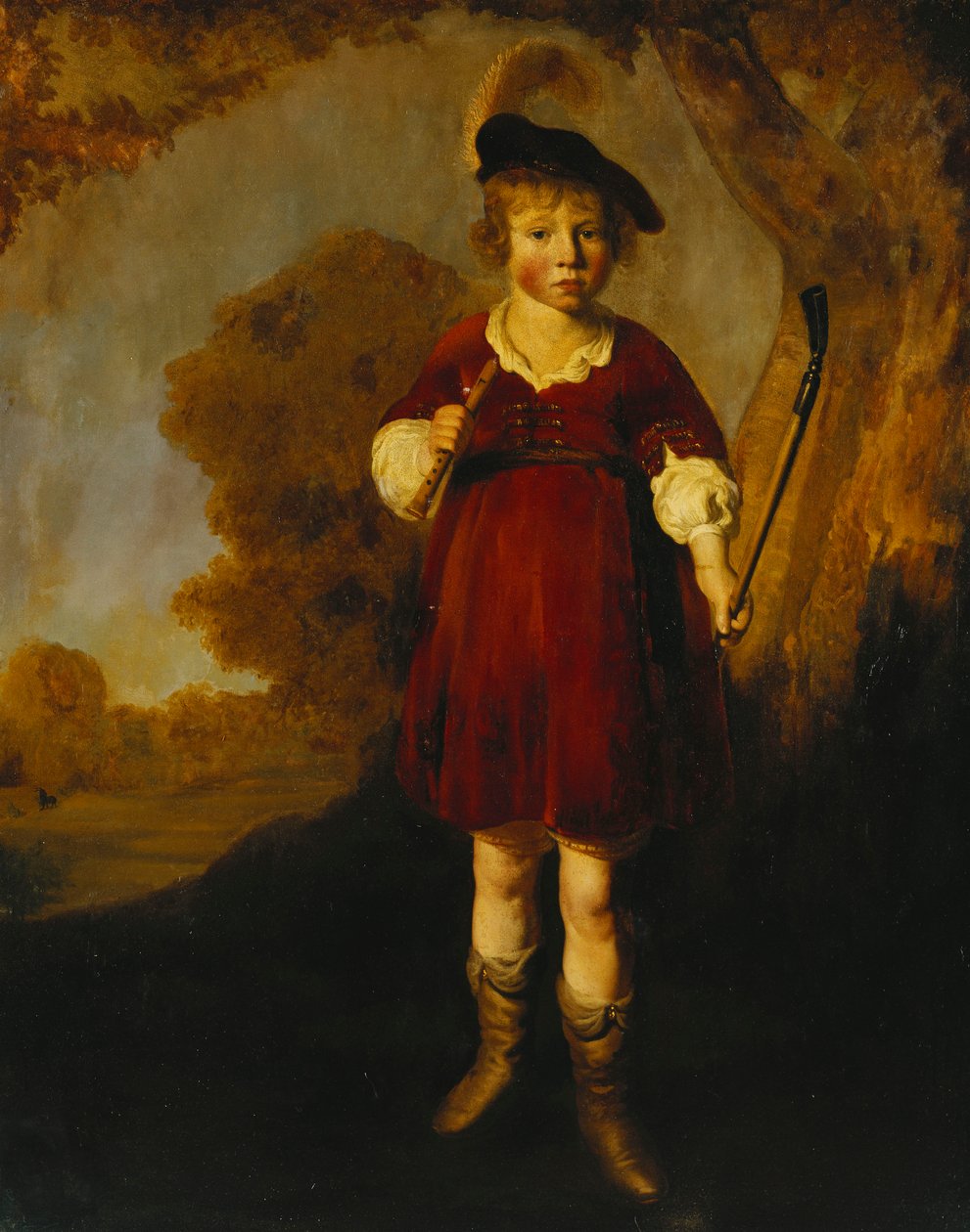 Porträtt av en ung pojke som en herde, stående i full längd, i ett landskap av Jacob Gerritsz Cuyp