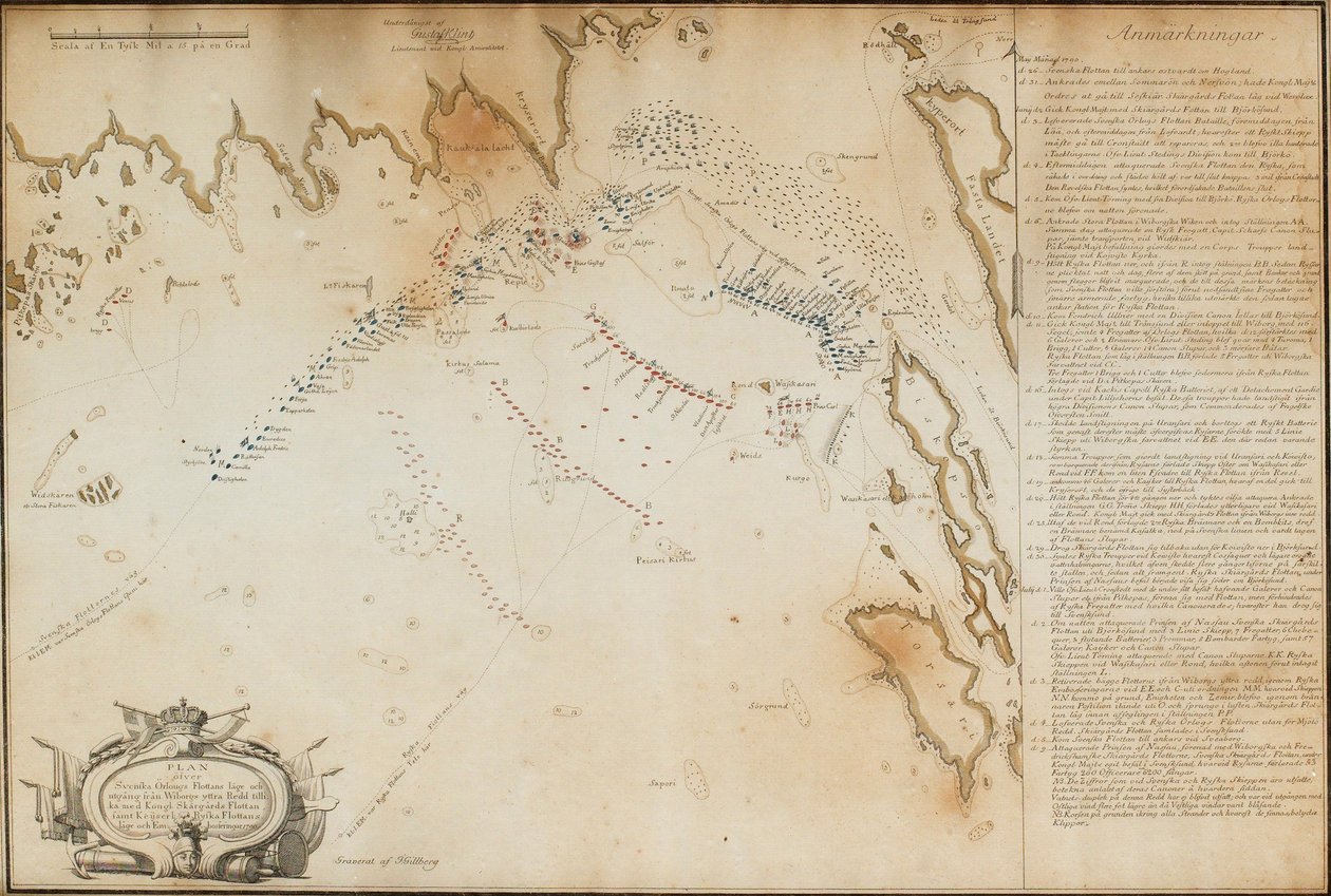 Slaget vid Viborg Bay, 1790 Karta, 1790 av Jacob Gillberg