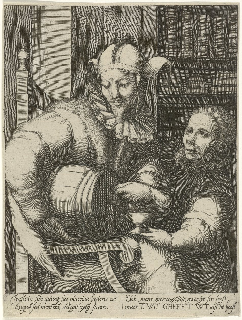 Jester med fat vin av Jacob Goltzius (II)