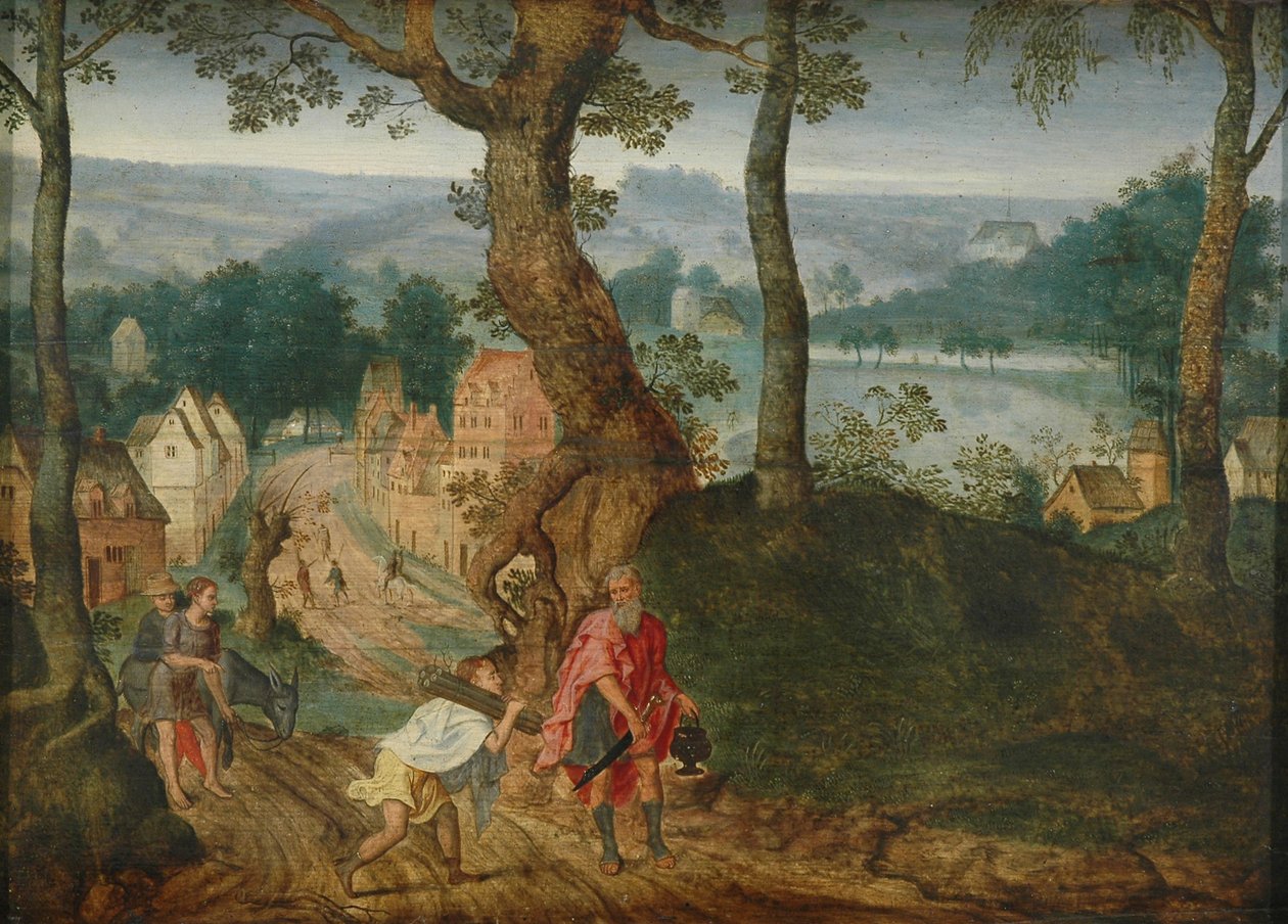 Landskap med Abraham och Isaac, mitten av 1600-talet av Jacob Grimmer