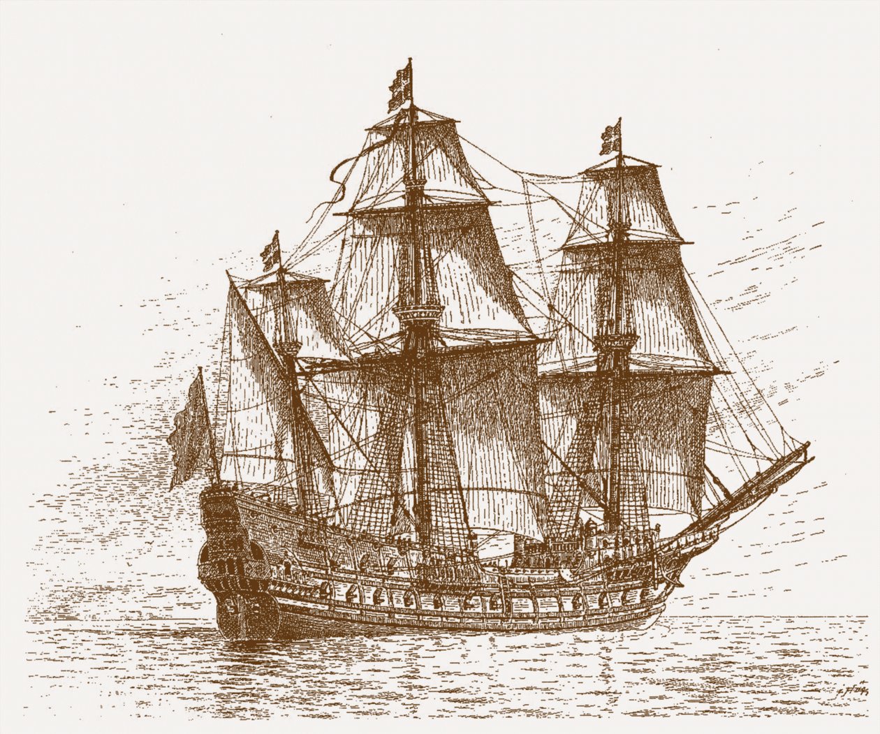 Swedish flagship Mars Makalös before the battle of Gotland-Öland, 30-31 May 1564, c. 1908 av Jacob Hagg