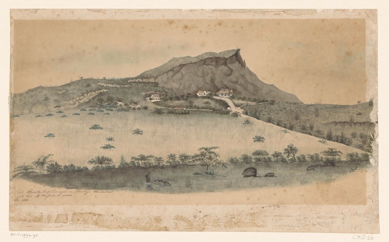 Utsikt över Plantersrust-plantagen på Curaçao av Jacob Hendrik van de Poll (signed by artist)