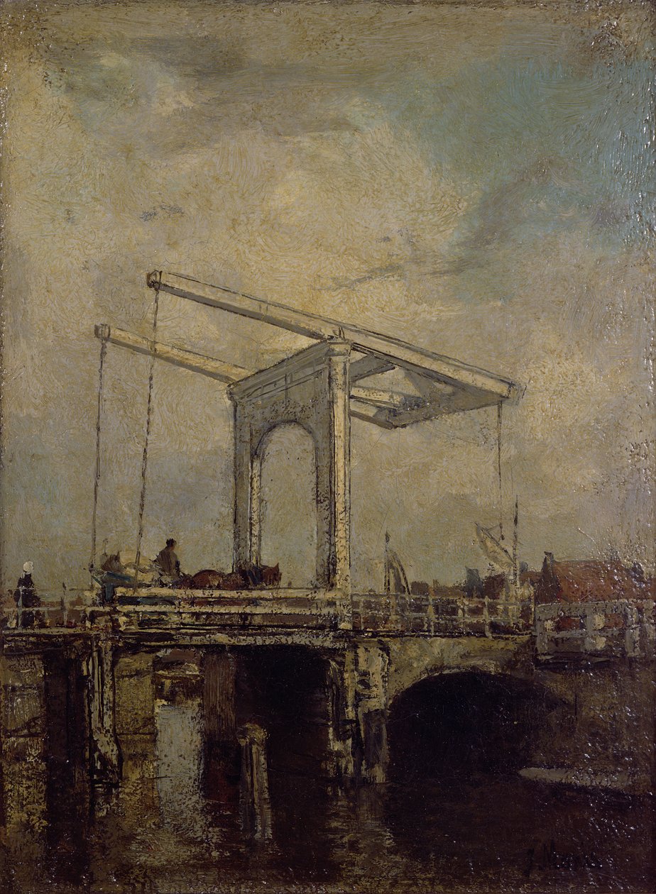 En vindbro i en holländsk stad, 1875 av Jacob Henricus or Hendricus Maris