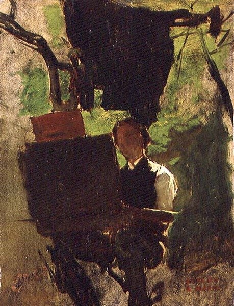 Konstnär på jobbet (olja på papper) av Jacob Henricus or Hendricus Maris