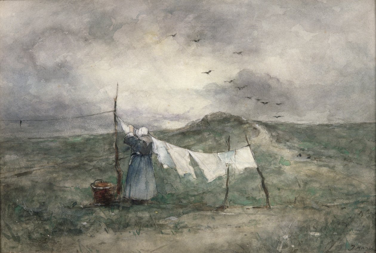 Tvättdag (wc på papper) av Jacob Henricus or Hendricus Maris