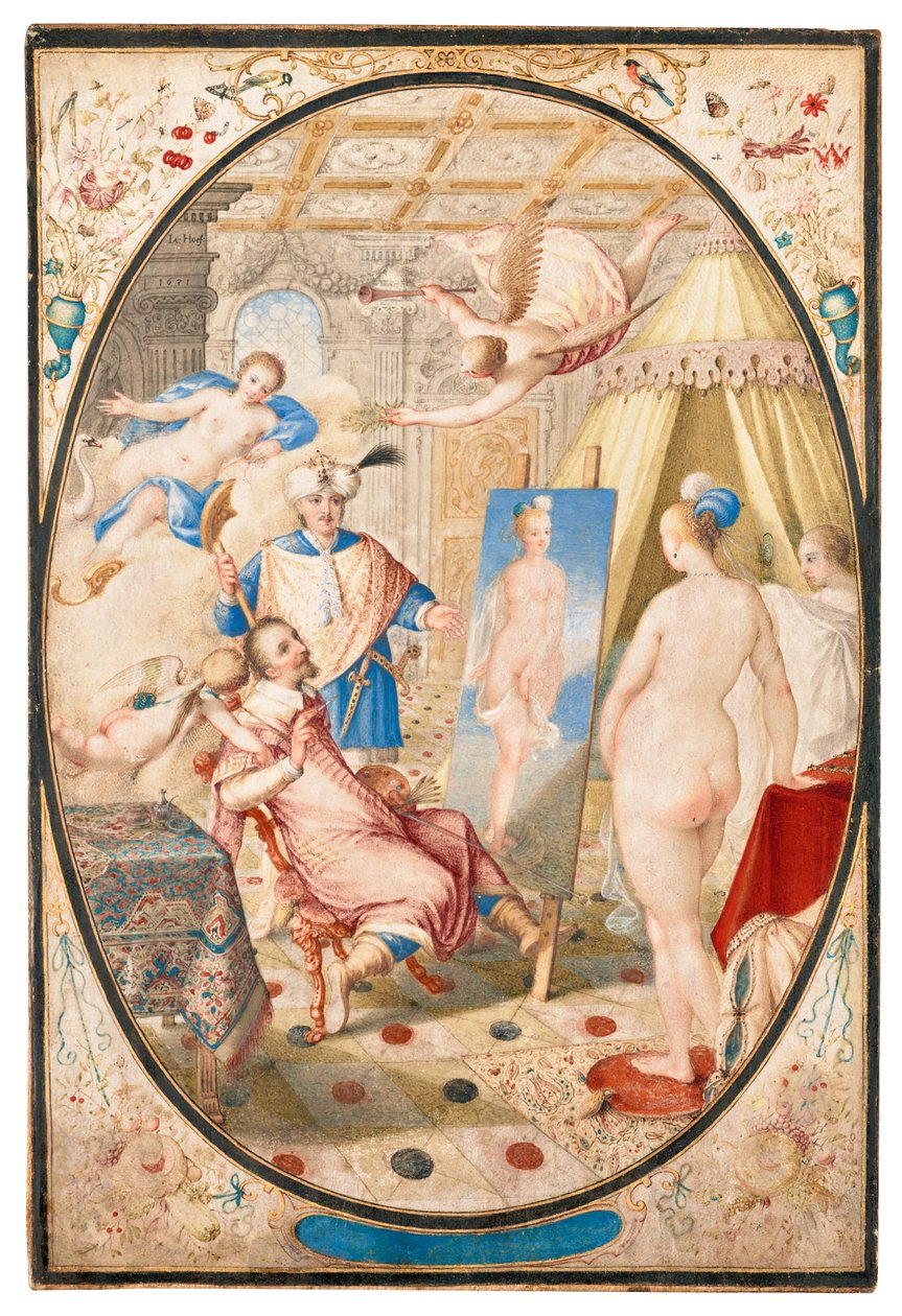 Apelles målning Campaspe, Alexander den stores älskarinna av Jacob Hoefnagel