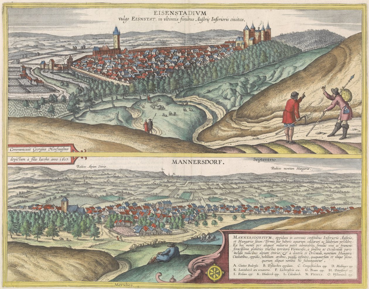 Utsikt över Eisenstad och Mannersdorf av Jacob Hoefnagel