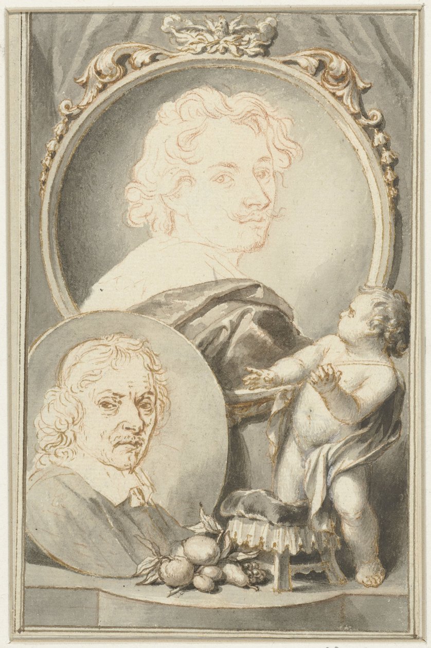 Porträtt av Anton van Dyck och Jacob de Bray av Jacob Houbraken
