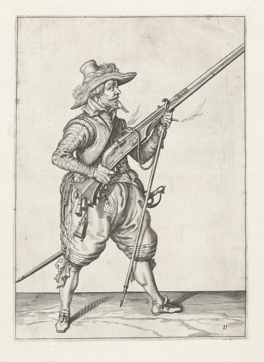 Musketören placerar sin furket under, ca 1600 av Jacob II de Gheyn