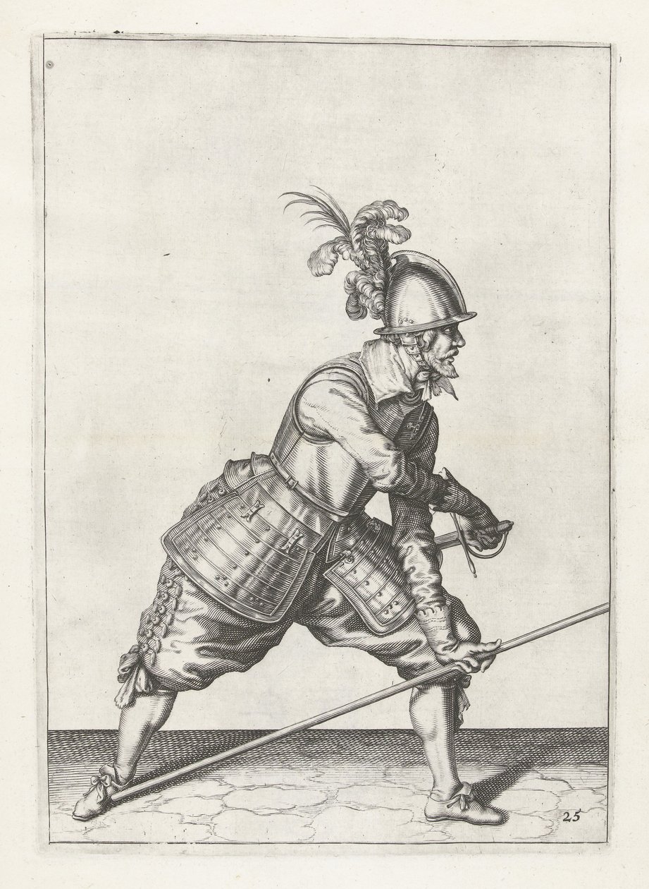 Soldat med lans som drar svärd, ca 1600 av Jacob II de Gheyn