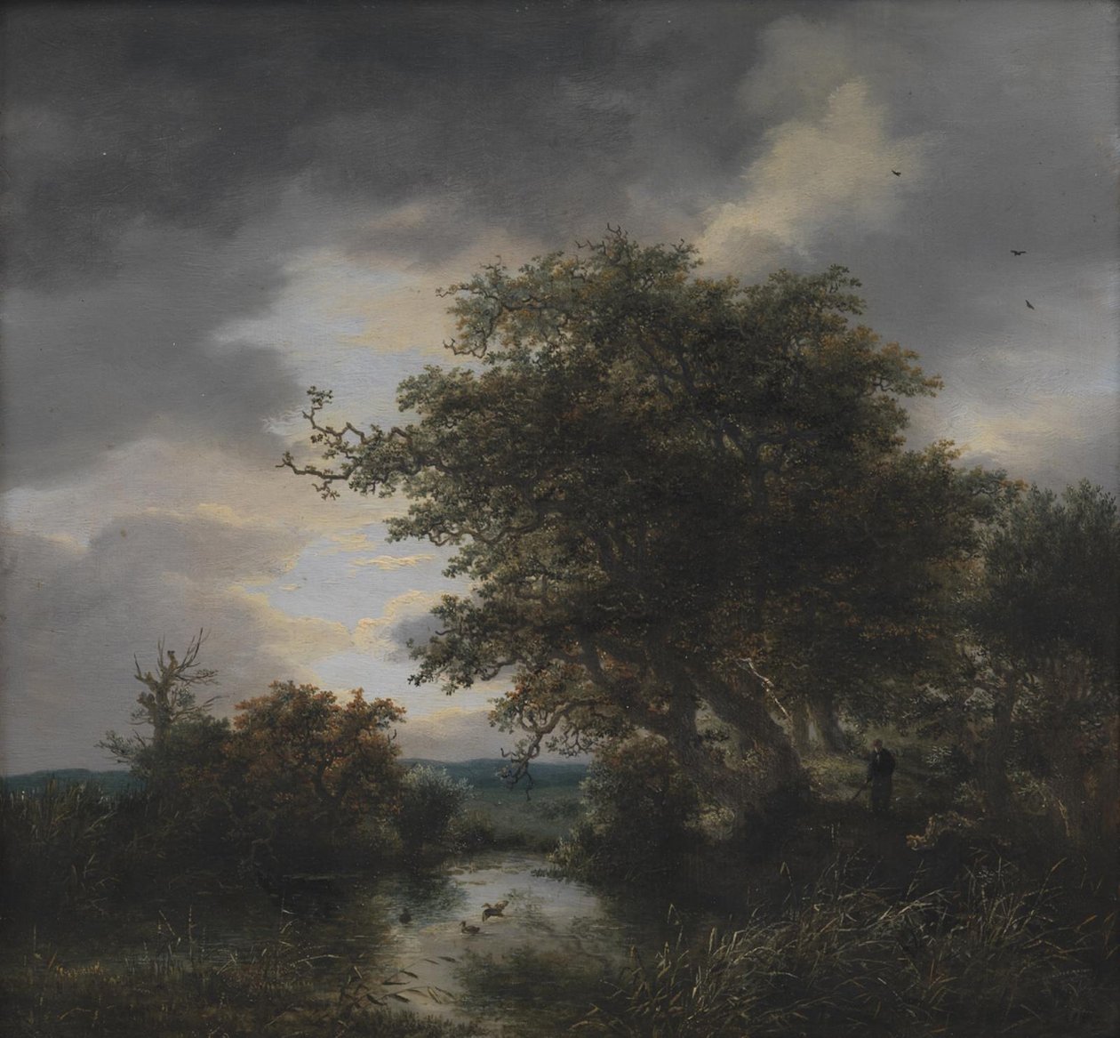 Ekar vid en damm av Jacob van Ruisdael