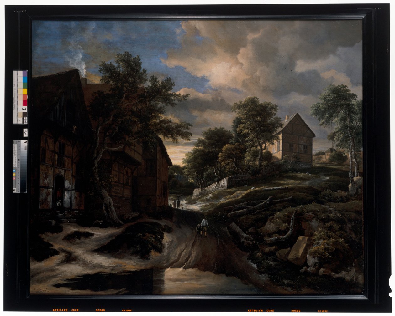 Landskap med korsvirkeshus av Jacob Isaaksz. or Isaacksz. van Ruisdael