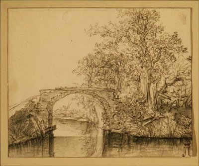 Landskap med en stenbro av Jacob van Ruisdael