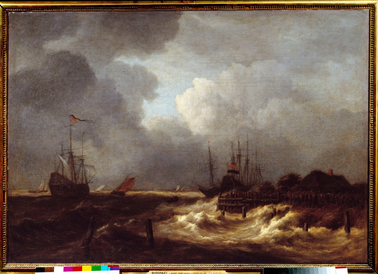 Tempete-målningen av Jacob Isaakszoon van Ruisdael (Ruysdael) (1628-1682) 1600-talet. Sol 1,1x1,6 m av Jacob van Ruisdael