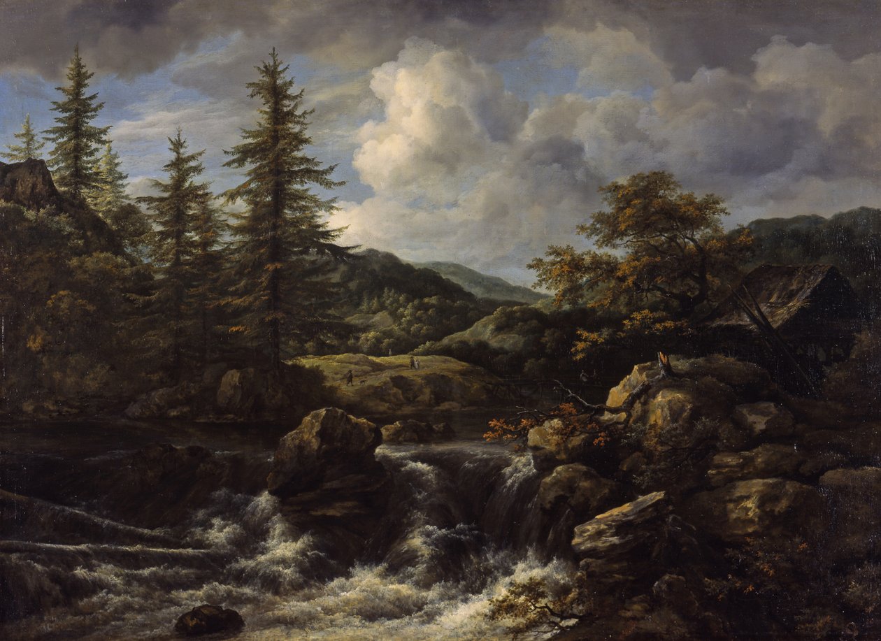 skogslandskap med vattenfall, ca 1665-1670 av Jacob van Ruisdael