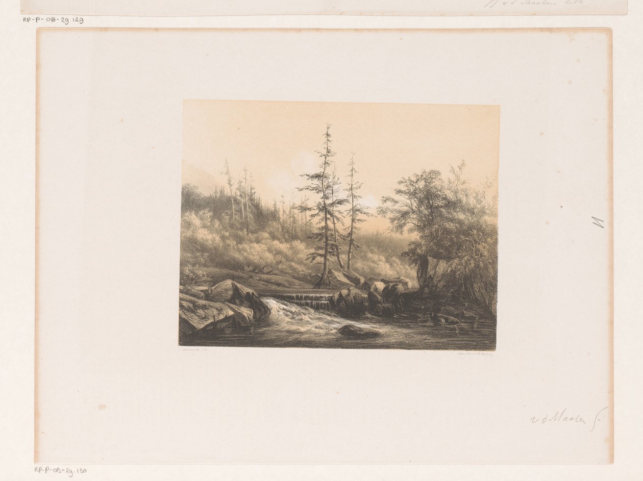 Skogslandskap med flod av Jacob Jan van der Maaten (attributed to)